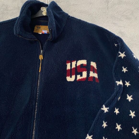 Bear‎ Ridge Outfitters Fleece Jacket Mens Large Full Zip Made USA Flag Stars - Picture 4 of 14